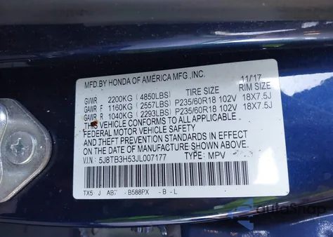 2018 Acura Rdx Technology Acurawatch Plus Packages/Technology Package z USA, uszkodzony, nr VIN 5J8TB3H53JL007177